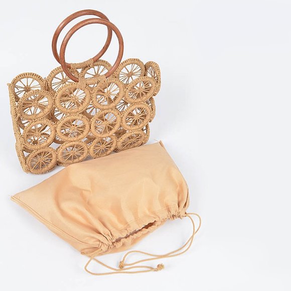 Bohemian Island Rattan Macrame Tote - Picture 5 of 7